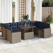 Divano Giardino 10 pz con Cuscini Grigio in Polyrattan Acacia 3326382