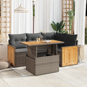 Set Divano Giardino 5 pz con Cuscini Grigio Polyrattan Acacia 3327707