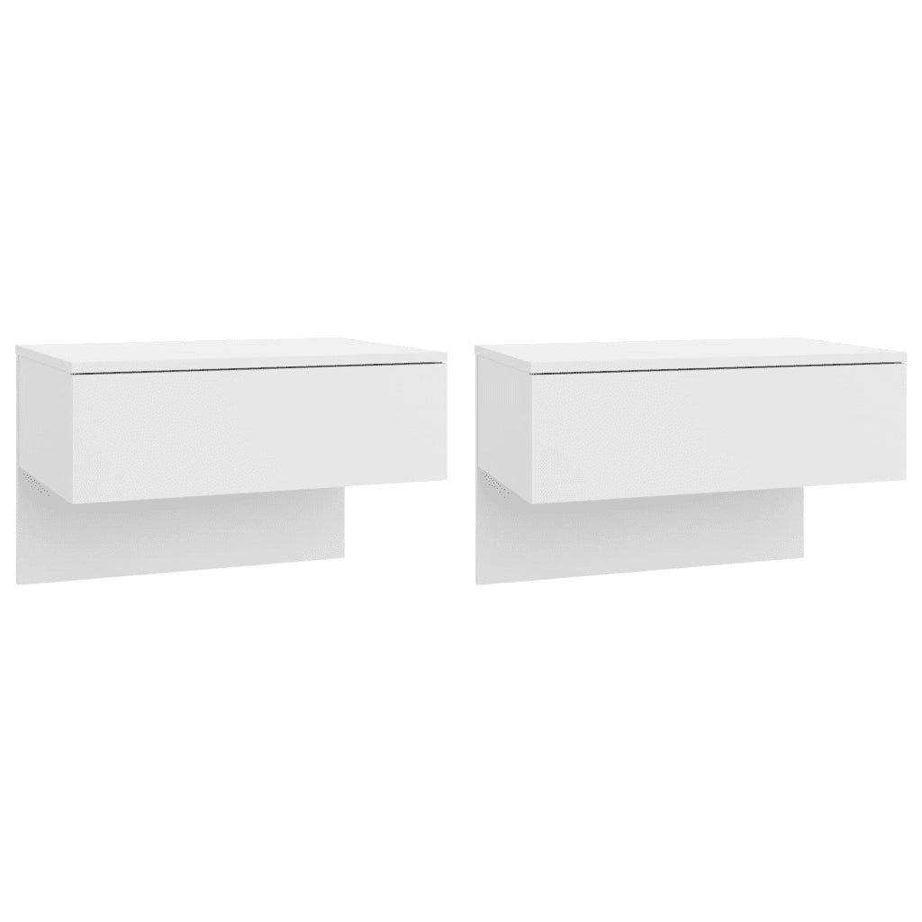 Comodini a Muro 2 pz-Set di 2 Tavolino da notte Bianco Lucido
