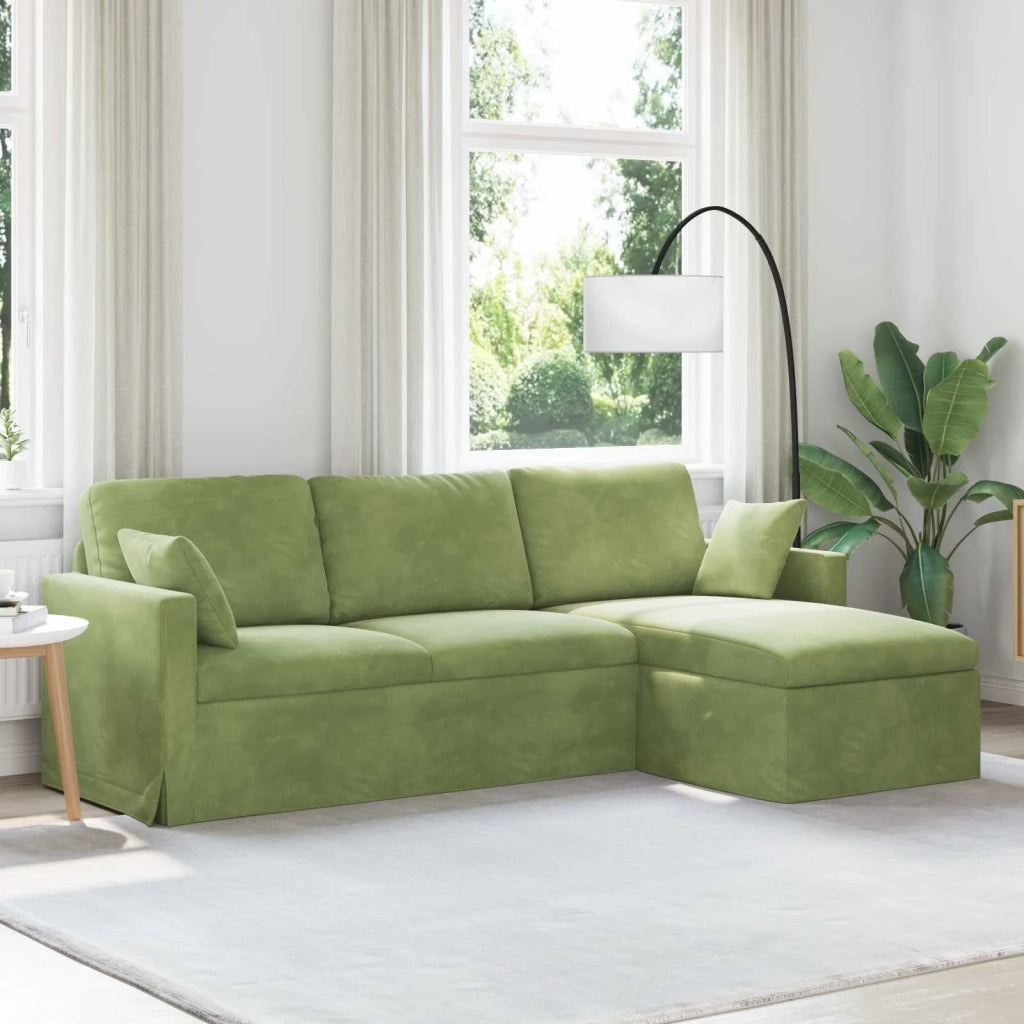 Divano Verde chiaro 228 x 134 x 80 cm Velluto