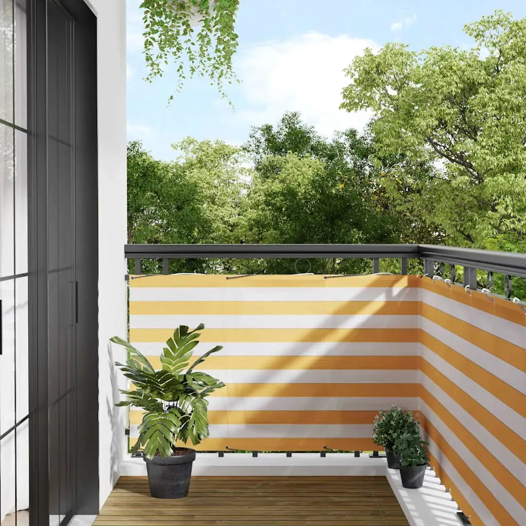 Paravento per Balcone Striscia Gialla e Bianca 90x1000 cm CFW4060285