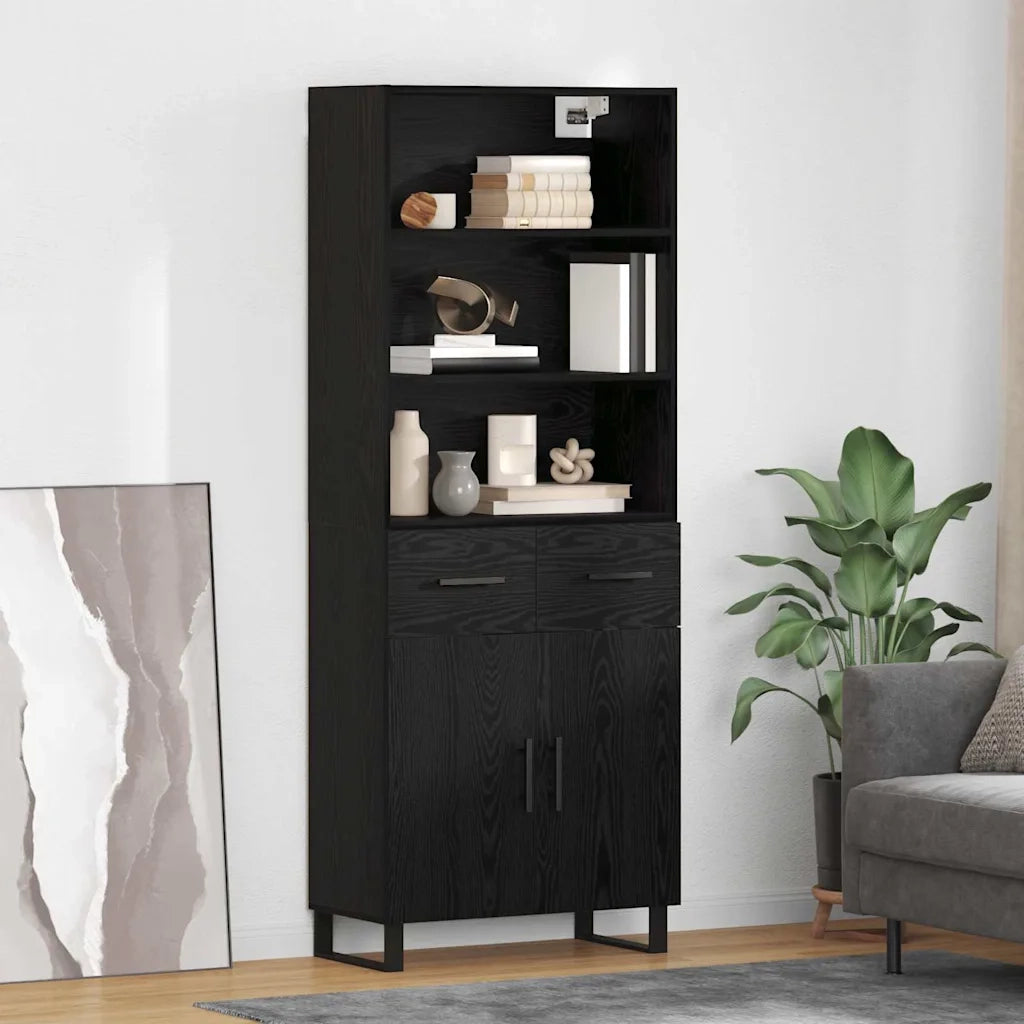 Credenza 2 pcs Rovere Nero 69,5 x 34 x 180 cm Legno multistrato