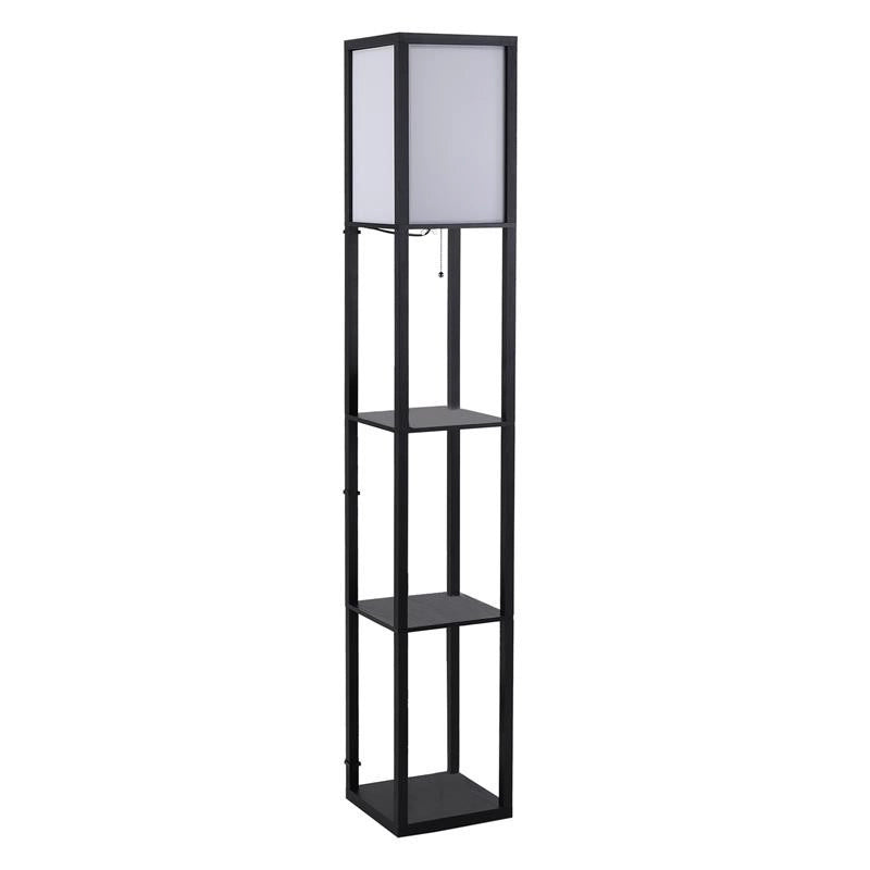 LAMPADA DA TERRA CON LIBRERIA 3 LIVELLI 26 X 26 X 160 CM NERO