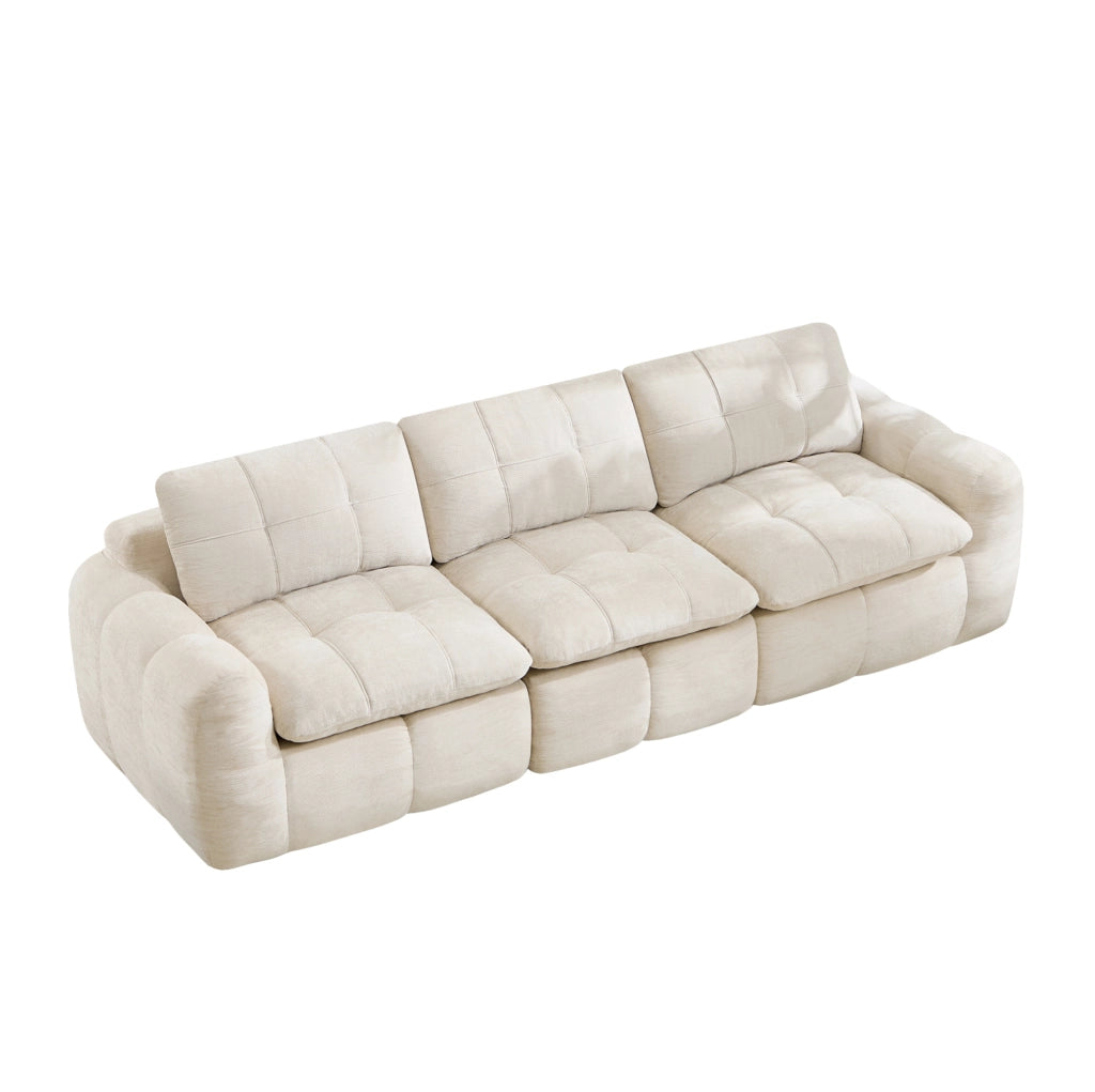 Divano modulare 3 posti senza telaio 264x97x68 cm in chenille beige
