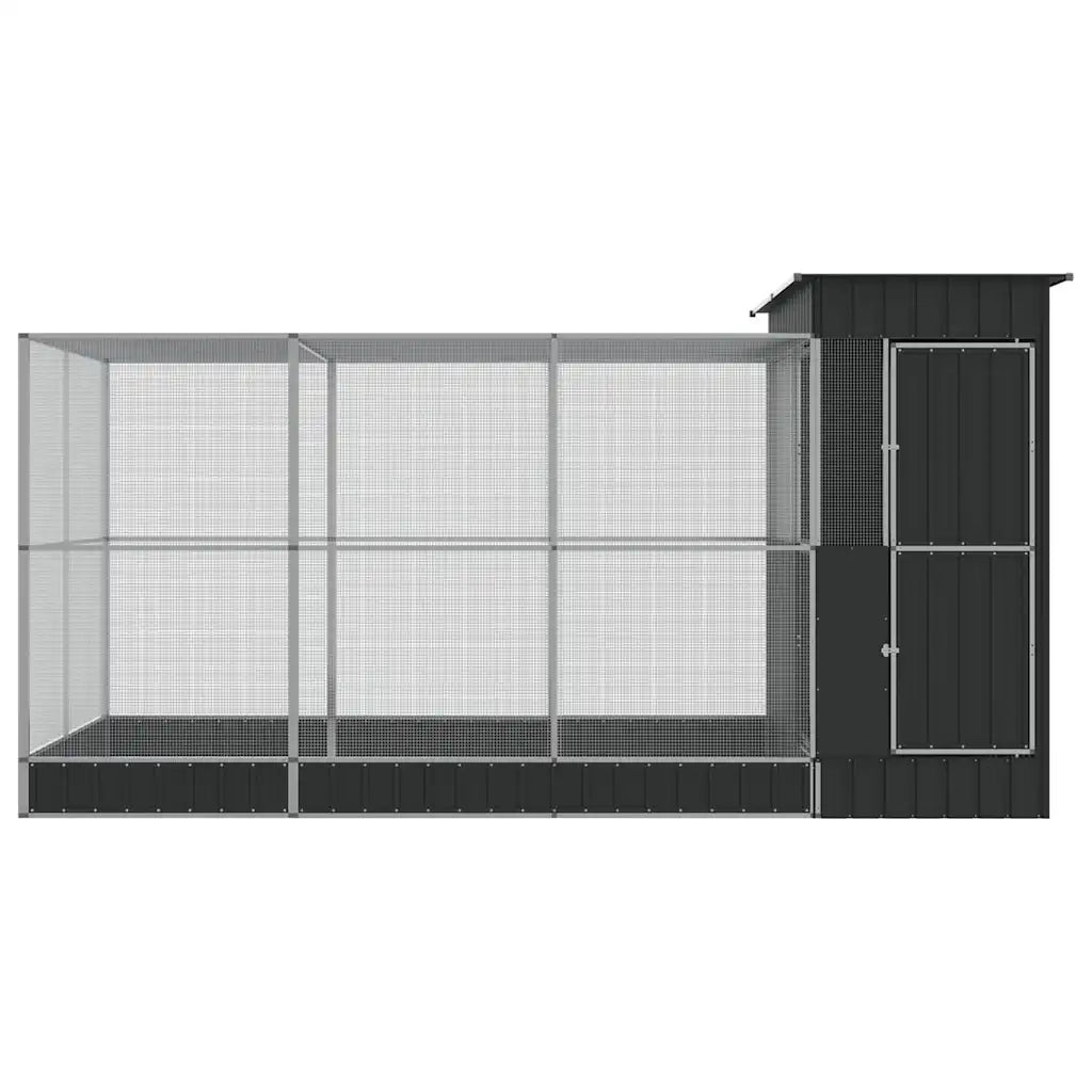 vidaXL Voliera con Estensione Argento 416x203x216 cm in Acciaio