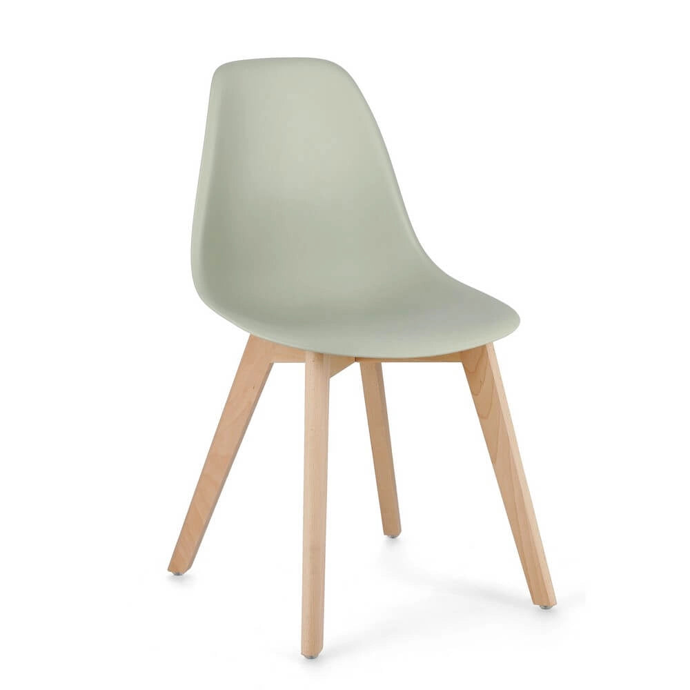 Set di 4 Sedie in Plastica con Gambe in Legno di Faggio Stile Nordico - JASMINE