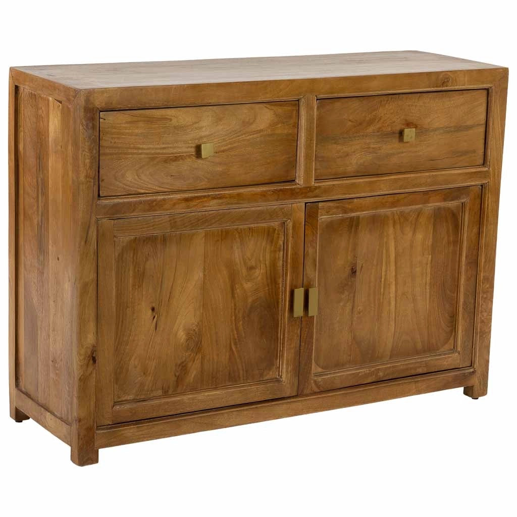 Credenza in legno marrone con 2 ante e 2 cassetti, 120x40x88h cm