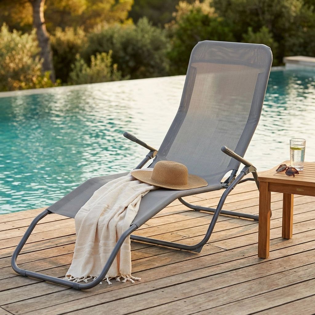 Sdraio mare prendisole Pieghevole  in Acciaio Textilene cm 135x60x95 - LONNY
