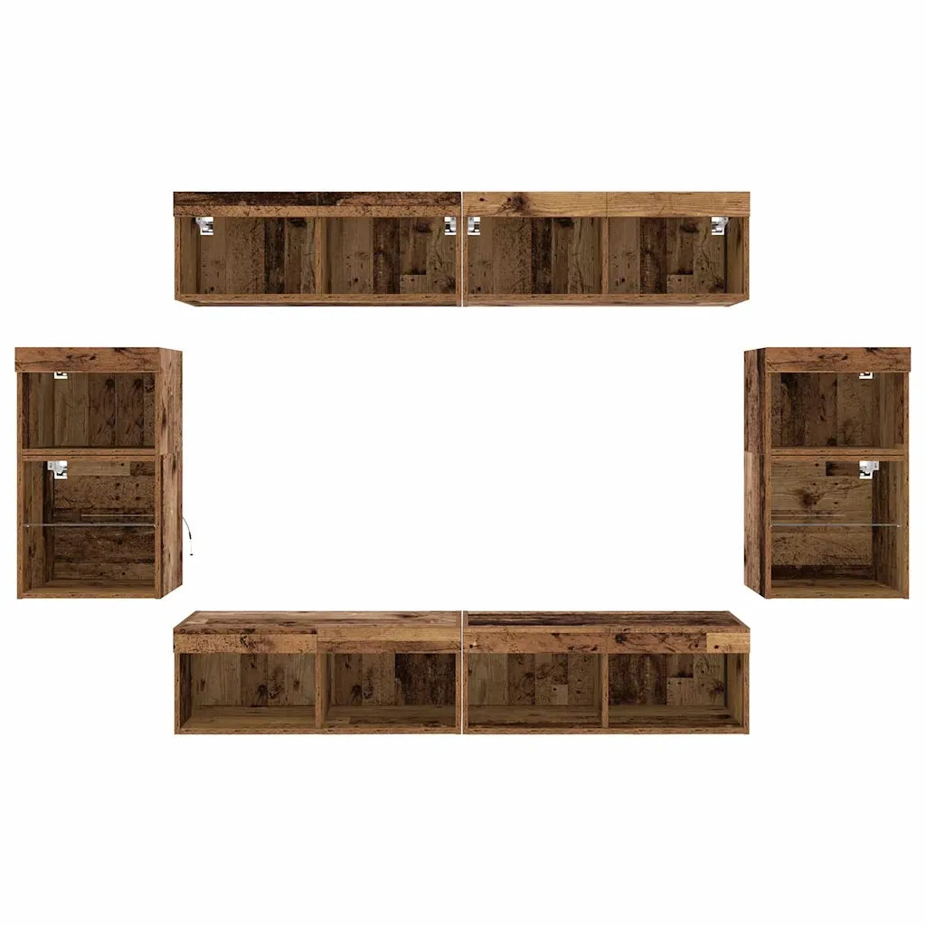 Set mobile TV 8 pcs Legno vecchio Legno multistrato 3334386