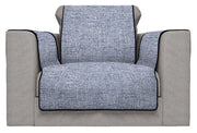 Copridivano con Copri Braccioli Seduta 60 cm in Poliestere Blu Scuro
