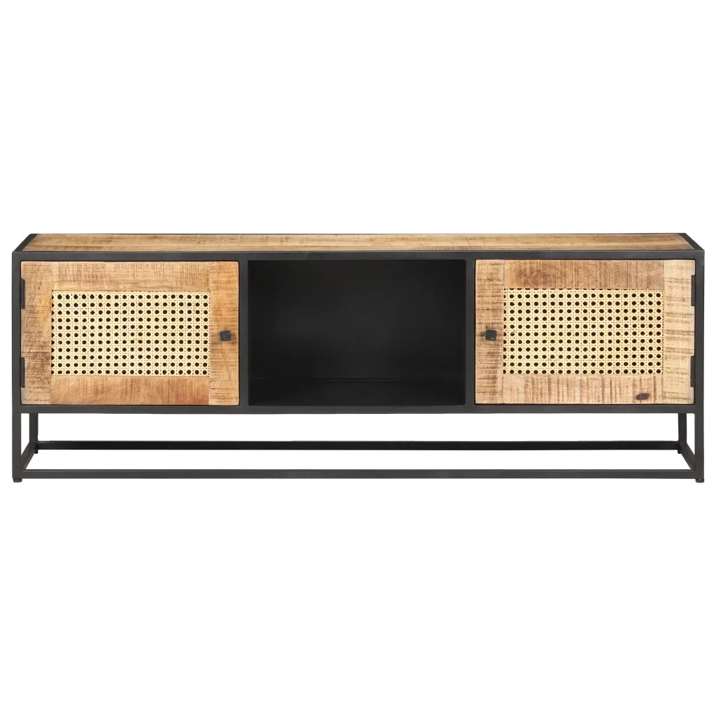Mobile Porta TV 120x30x40 cm in Legno di Mango Grezzo e Canna cod mxl 64069
