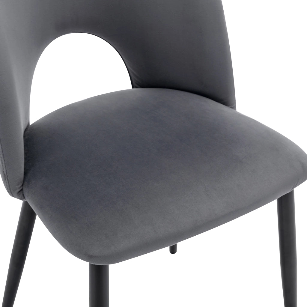 Sedia da Pranzo Imbottita in Velluto ¨C MINIMAL ¨C Set 6 Pezzi, Schienale, Gambe in Metallo, Grigio