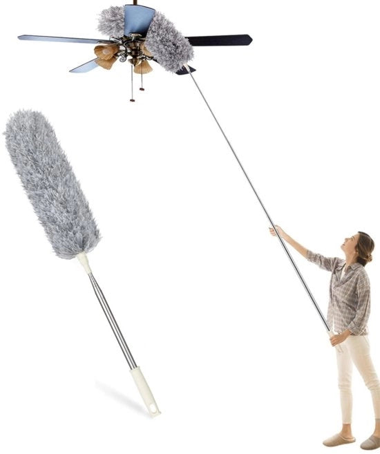 Spazzola per pavimento a setole microfibra - Mop pieghevole e lavabile - Estensione da 80 cm a 250 cm - Raggiunge ogni angolo senza scala - Aspira facilmente la polvere
