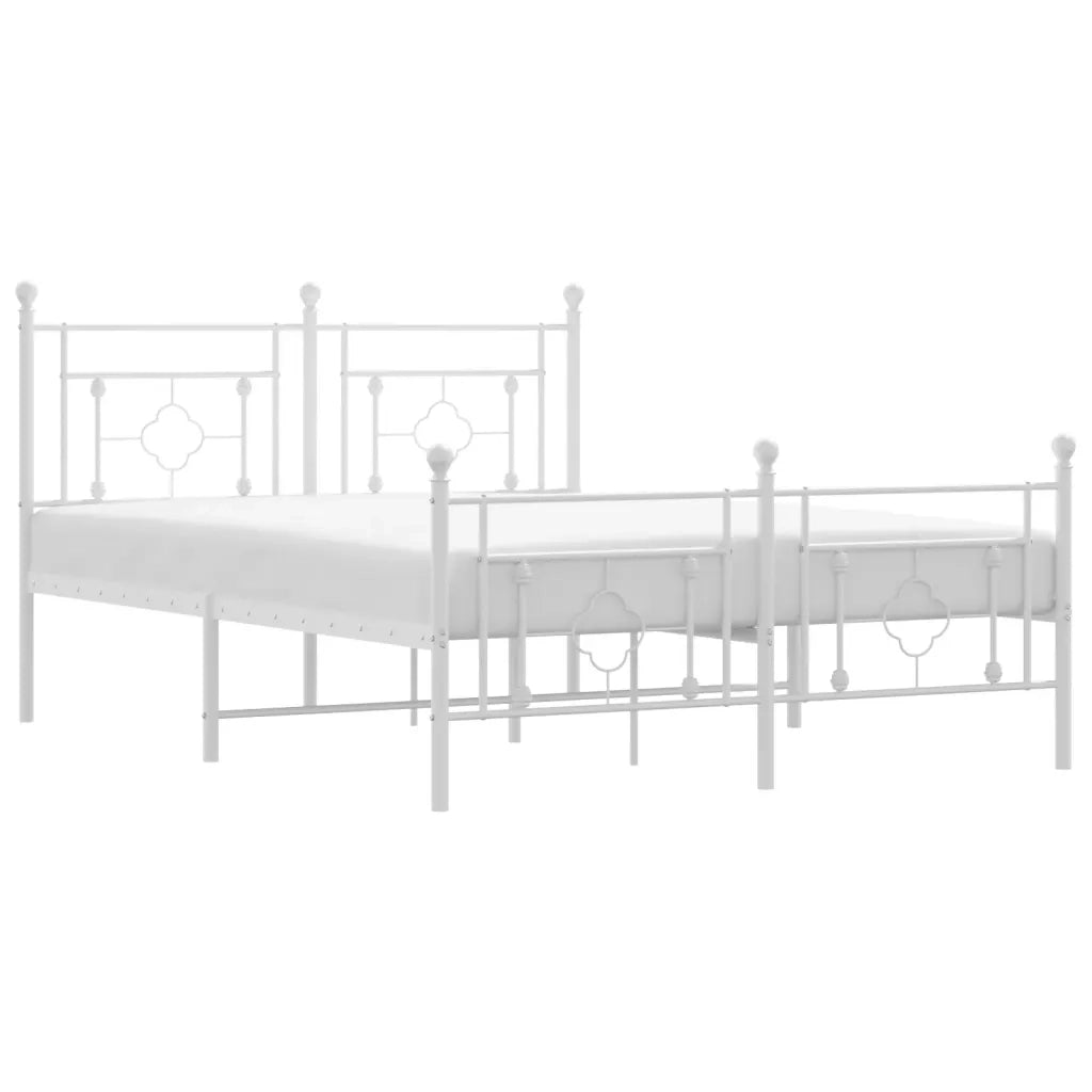 Giroletto con Testiera e Pediera-Struttura Letto Metallo Bianco 140x190 cm 810748