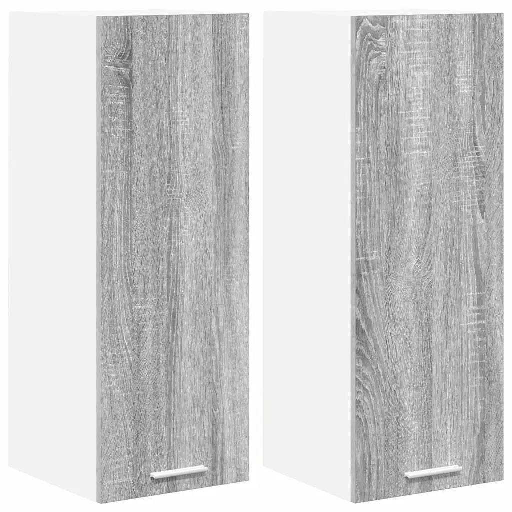 Armadio pensile 2 pcs Grigio Sonoma e Bianco 30 x 31 x 80 cm