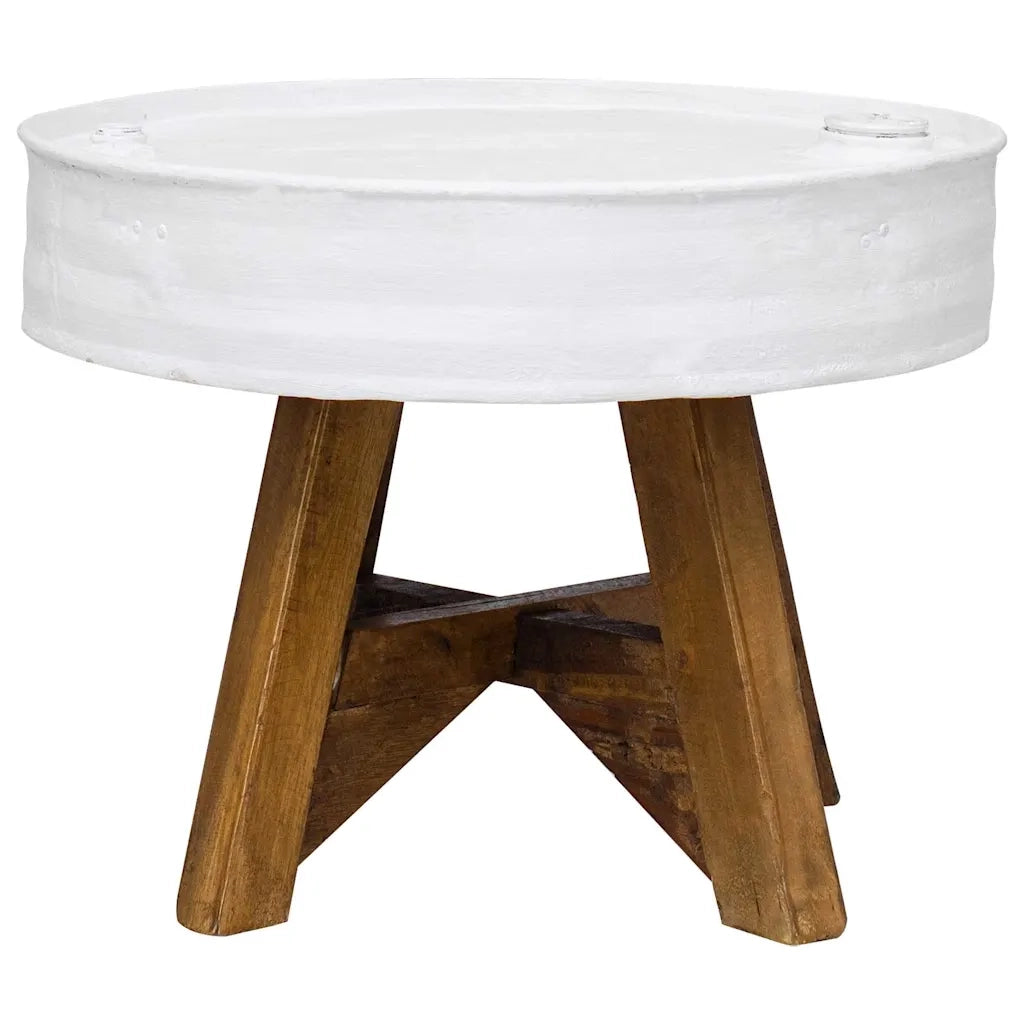 Tavolino da Caffè in Legno Massello Recuperato 60x45 cm Bianco 244820