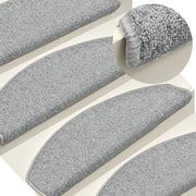 Tappetini per scale 15 pz 65x24x4 cm Grigio chiaro Semicircolari Grandi 322371