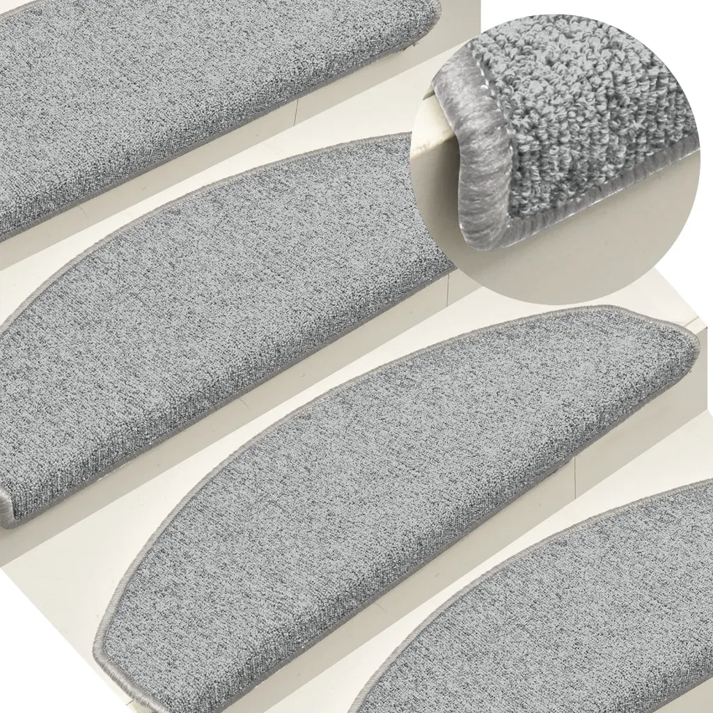Tappetini per scale 15 pz 65x24x4 cm Grigio chiaro Semicircolari Grandi 322371