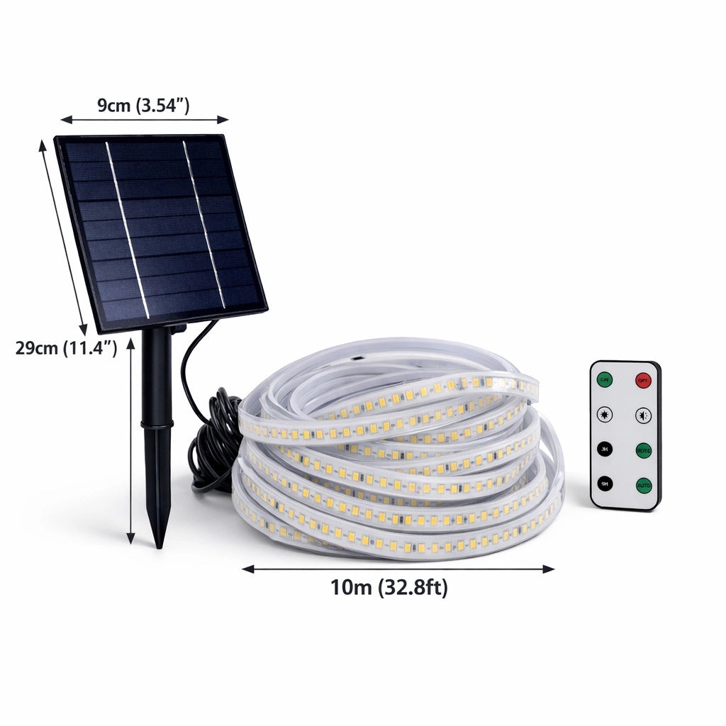 STRISCIA LED SOLARE 10 METRI TELECOMANDO MULTICOLORE RGB PER ESTERNO ET-31613