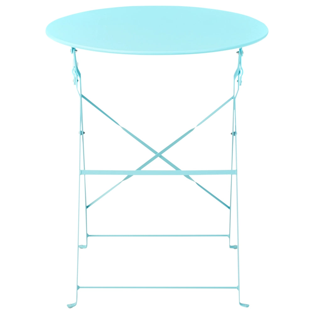 Set da Esterno 3 pezzi Tavolino e 2 Sedile Pieghevoli in Metallo Blu