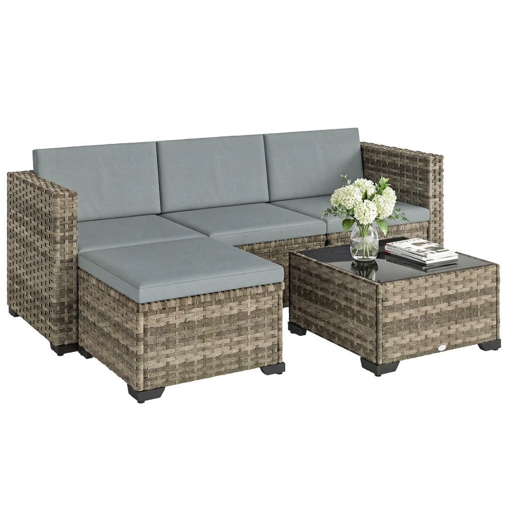 Set Giardino Rattan 5 Pezzi con Cuscini ¨C Zephmum ¨C Grigio