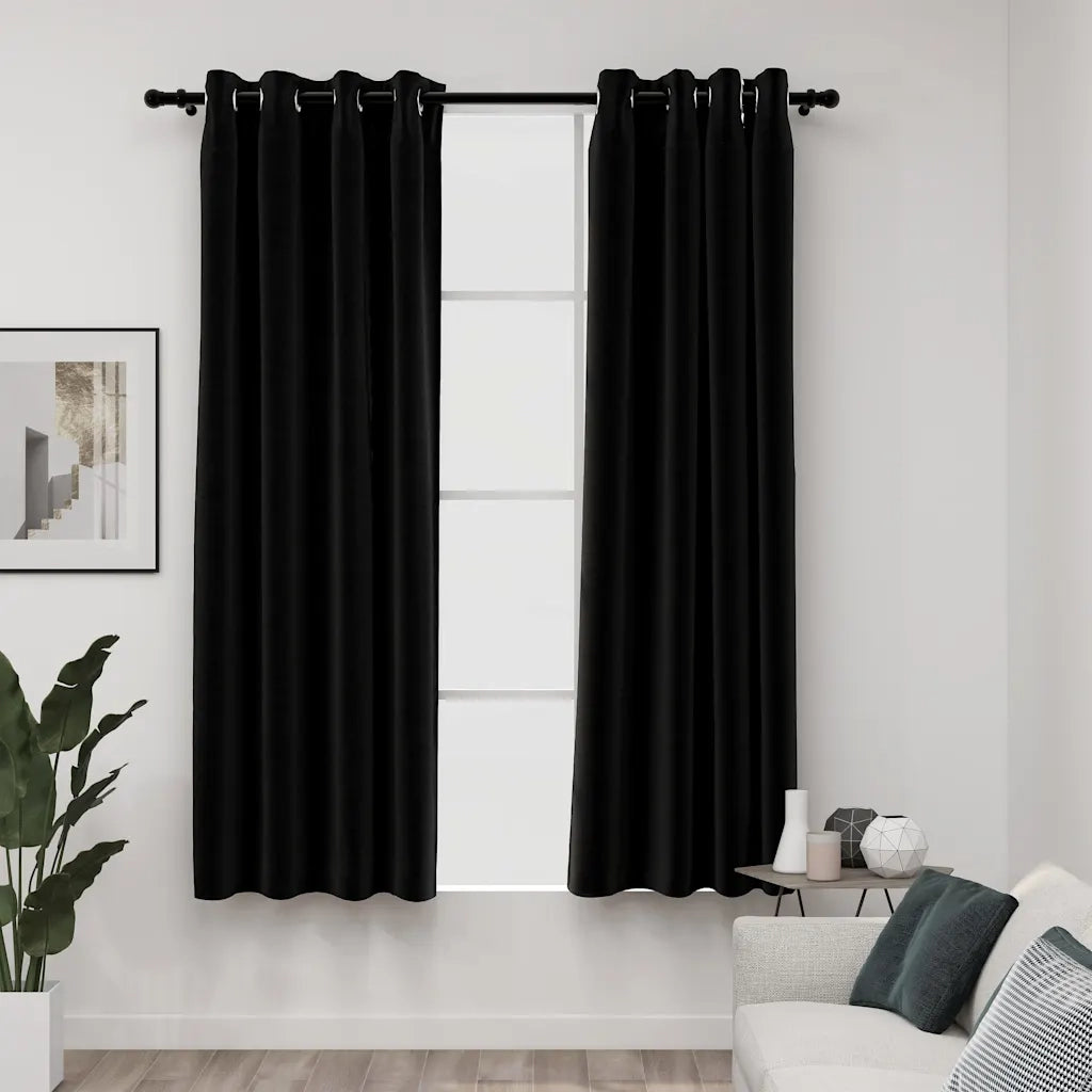 Tende Oscuranti Effetto Lino 2 pz 140x175 cm Antracitecod mxl 81574