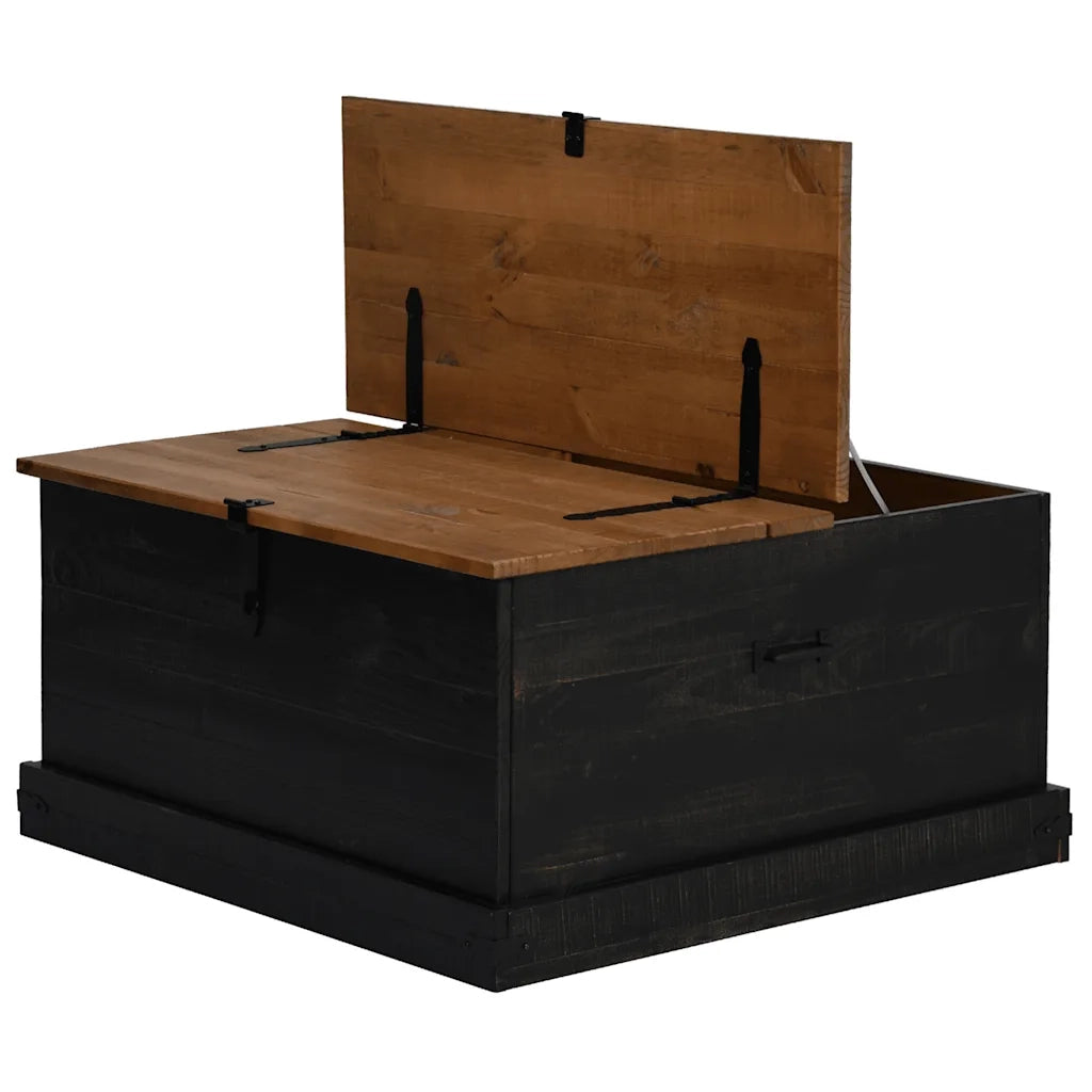 Cassapanca HALDEN Nero 91x91x47 cm in Legno Massello di Pino 4018408