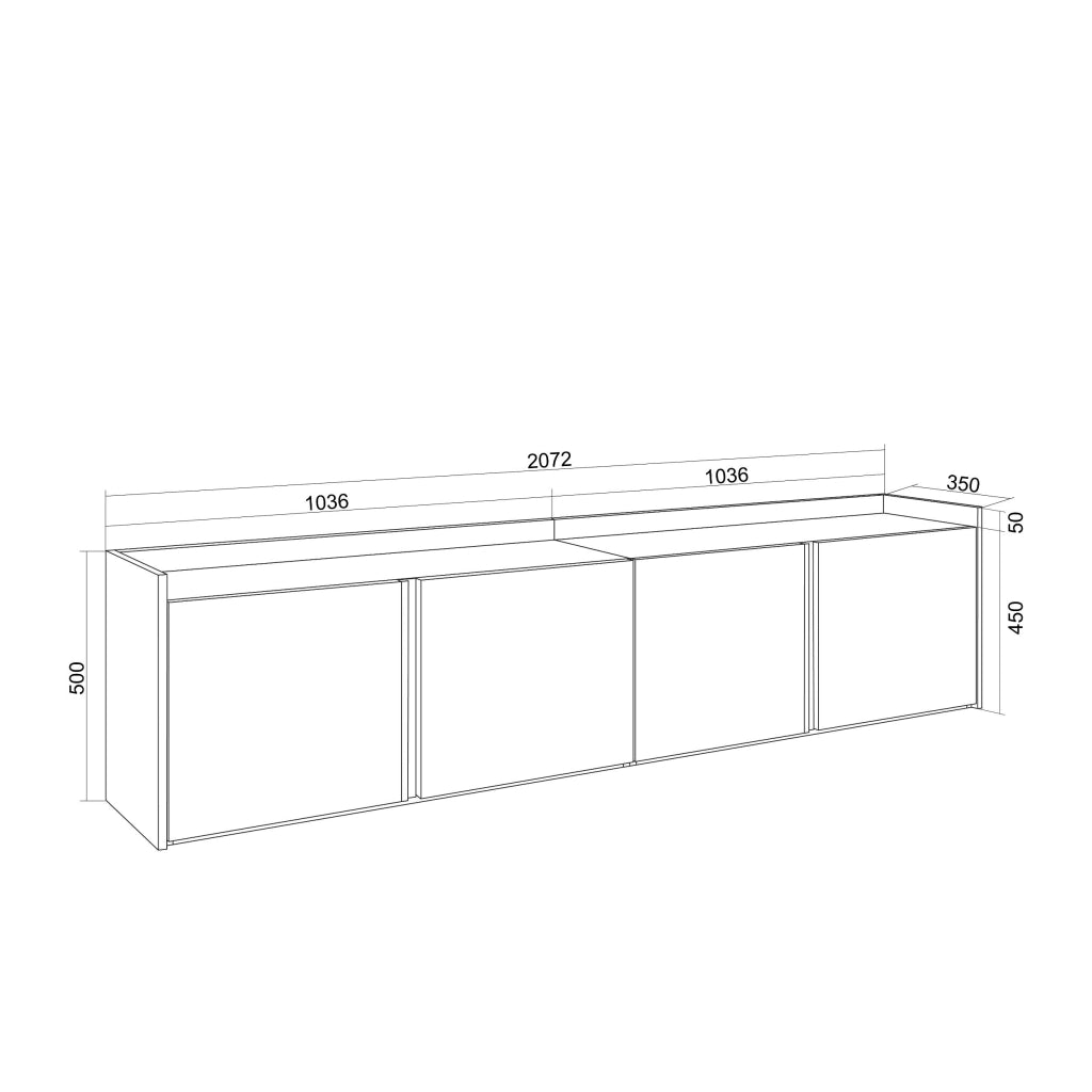Mobile TV Soggiorno, 207x50x35 cm, Per TV fino a 80", Mobile Soggiorno, Rovere e nero