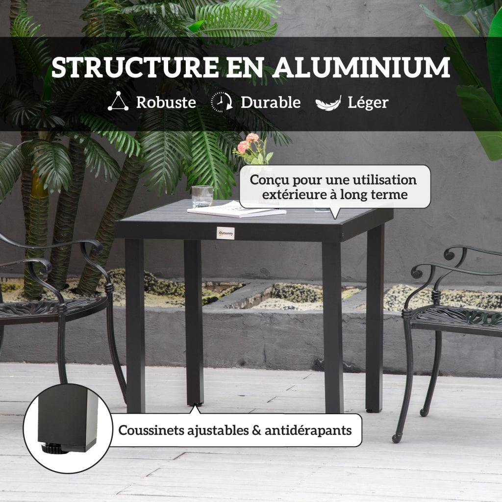 Tavolo da pranzo per giardino 4 persone ¨C zephmum ¨C alluminio nero 78x78x74
