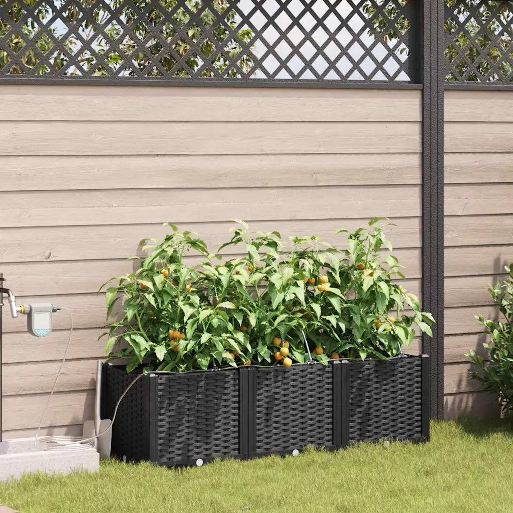 Vaso da giardino 3 pcs Nero Plastica 42002846