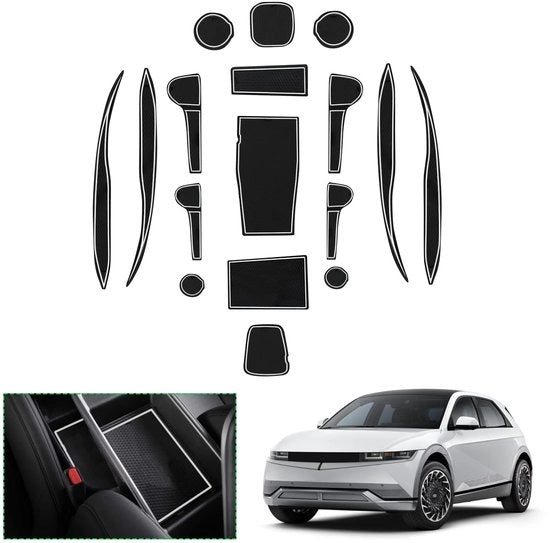 Pannelli antislittamento per Hyundai Ioniq 5 2021-2023 2024, Pannelli di gomma per console centrale e contenitore, Pannelli di stoccaggio per Hyundai Ioniq 5, Pannelli di protezione per Deurne, Compatibile con Hyundai Ioniq 5 (bianco)