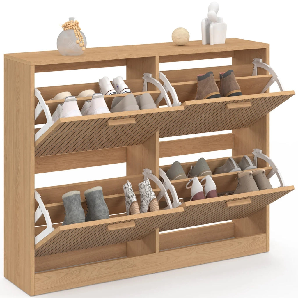 IDMarket - Scarpiera JULIETTE da 20 pezzi con 4 ante a doghe in rovere