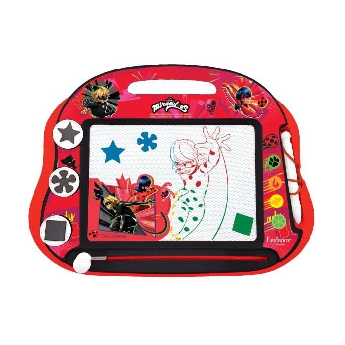 Lexibook - Lavagna magica Miraculous - Formato A5 - Accessori magnetici - Stilo e timbri - Dai 3 anni