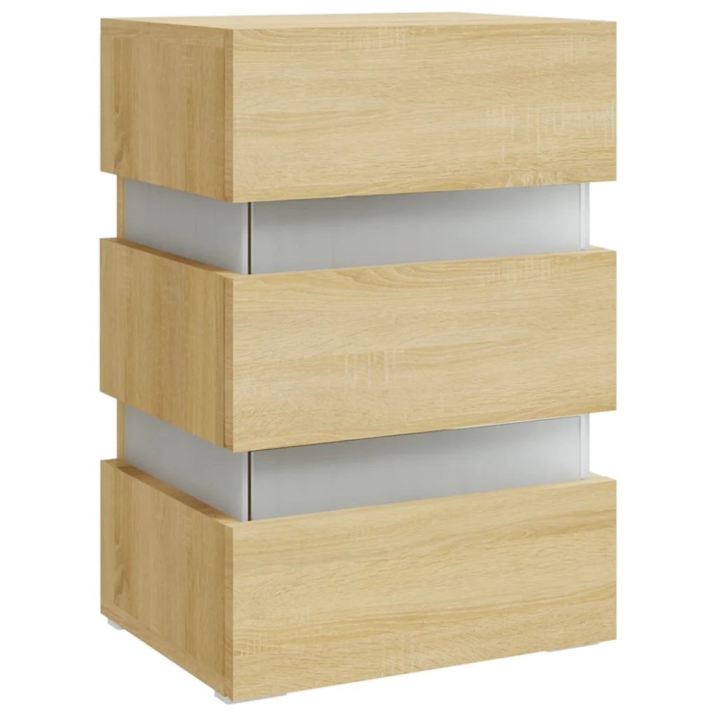 Comodino | Armadio da Notte | Mobiletto da notte con Luci LED Sonoma 45x35x67 cm in Legno Multistrato