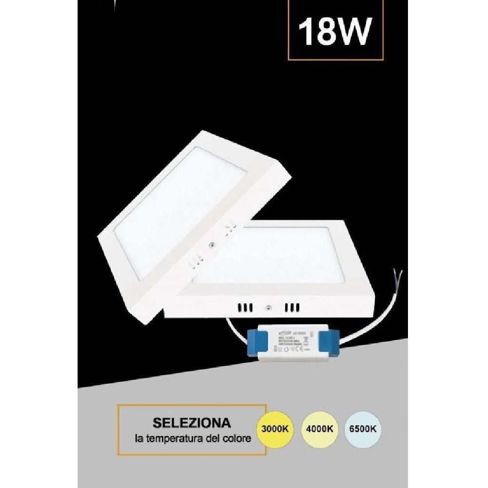 Trade Shop - Plafoniera Pannello Led Quadrato 18 Watt Cct Tre Colorazione Di Luce P225b-q3c -
