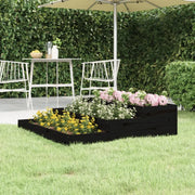 Fioriera-Vaso da Esterno-Contenitore per Piante Nera 107x107x27 cm in Legno Massello di Pino