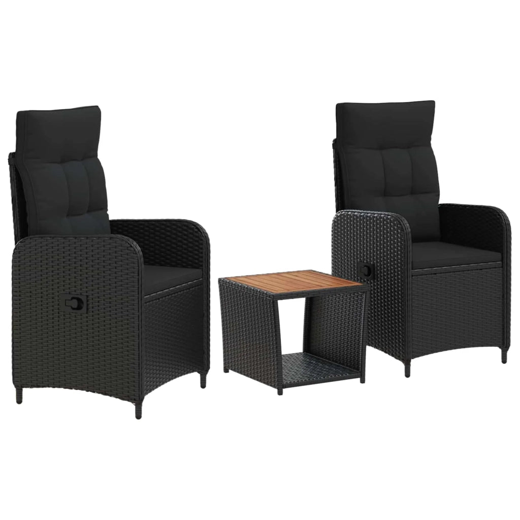 Set Lounge da Giardino 3 pz Nero 3422347