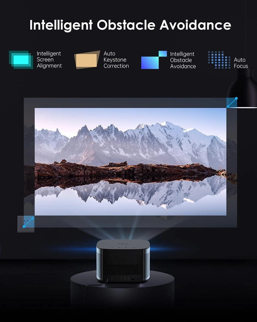 Horizon Proiettore Supporta 4K Full HD 200'' Home Theater 1500 ISO Lumen Android TV10.0 Google Assistant 3D Videoproiettore Harman/Kardon Altoparlante