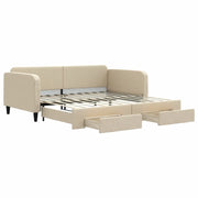 Divano letto | Sof¨¤ letto | Letto singolo Estraibile con Cassetti Crema 100x200cm in Tessuto