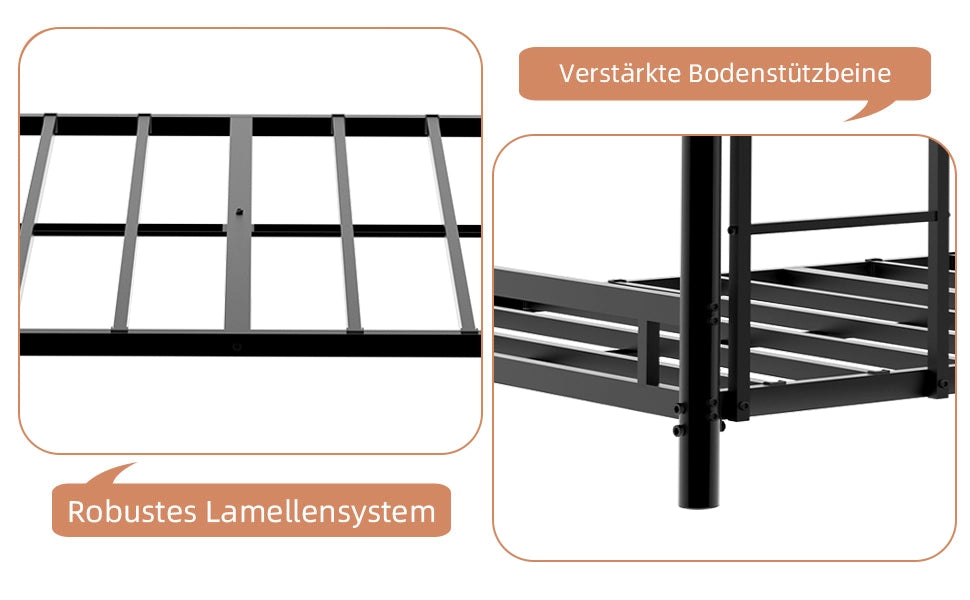 LETTO a Castello Triplo in Metallo Nero con Scale Integrate
