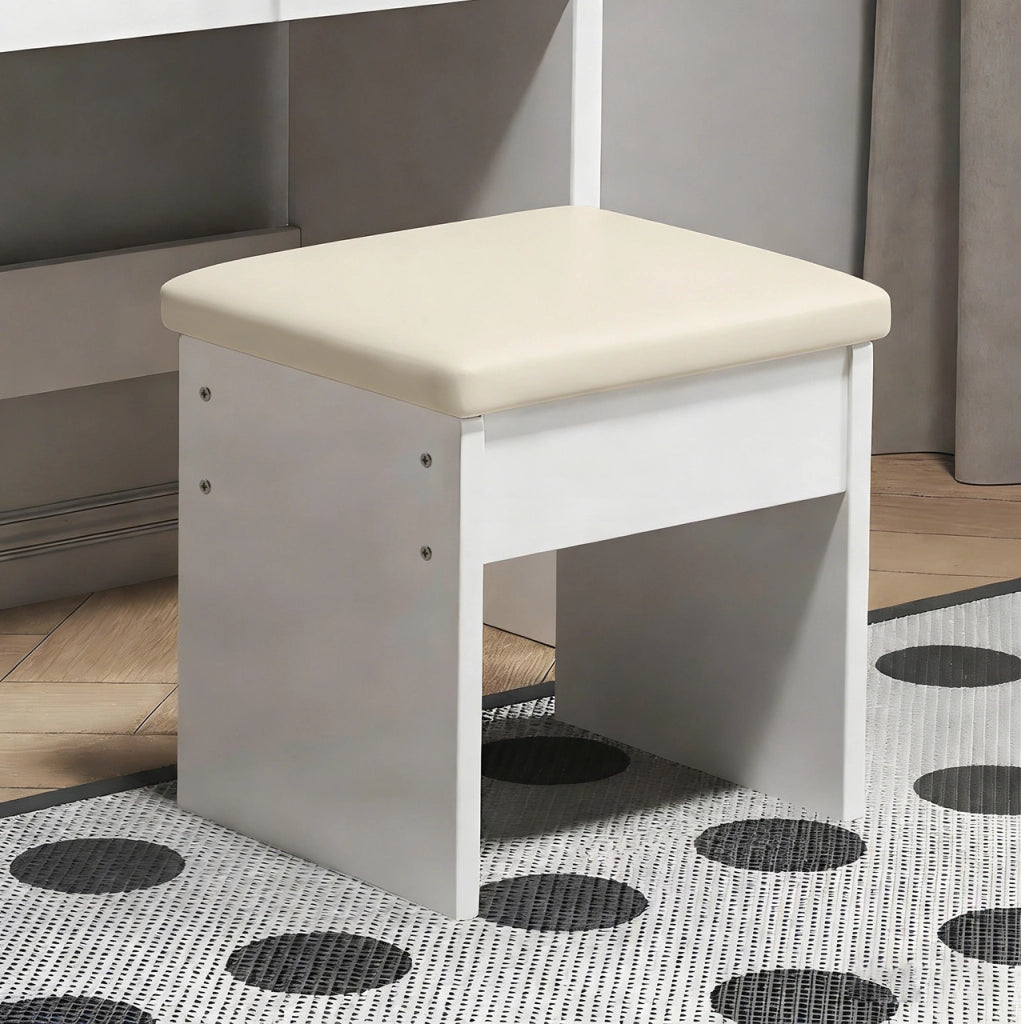 Tavolo da trucco con specchio LED in MDF bianco