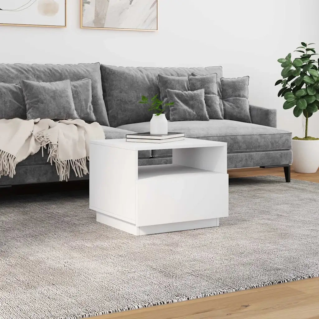 Tavolino da Soggiorno con Luci LED Bianco 50x49x40 cm 839826