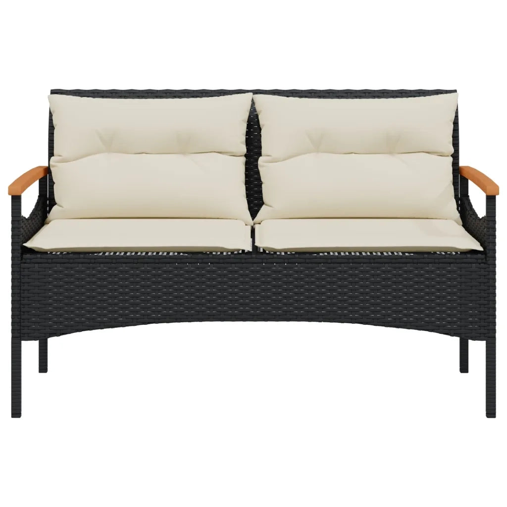 Set Divani da Giardino 4 pz con Cuscini Nero in Polyrattan