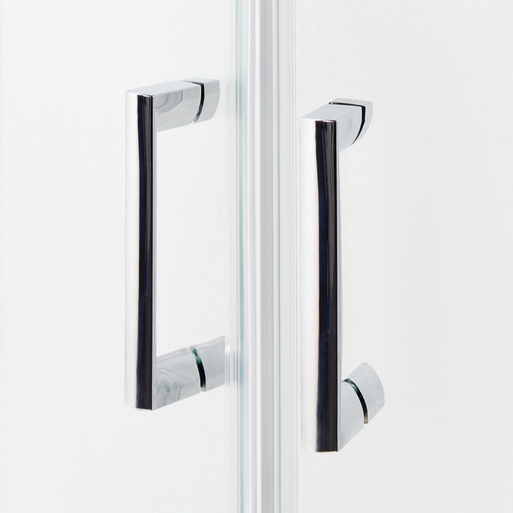 Box Doccia Semicircolare Vetro Temperato Doppia Porta argento 80 x 80 x 185 cm bagno
