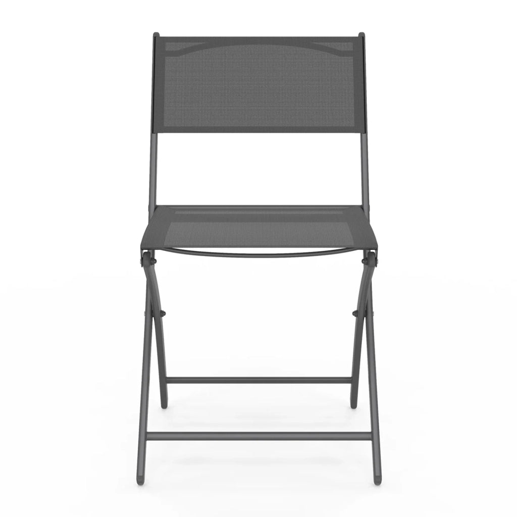 IDMarket - Set di 6 sedie da giardino pieghevoli BASTIA in metallo e textilene, grigio antracite