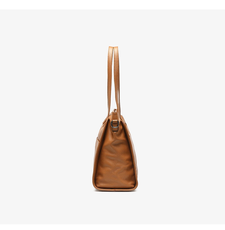 Borsa a tracolla da donna in vera pelle, alla moda, colore marrone.