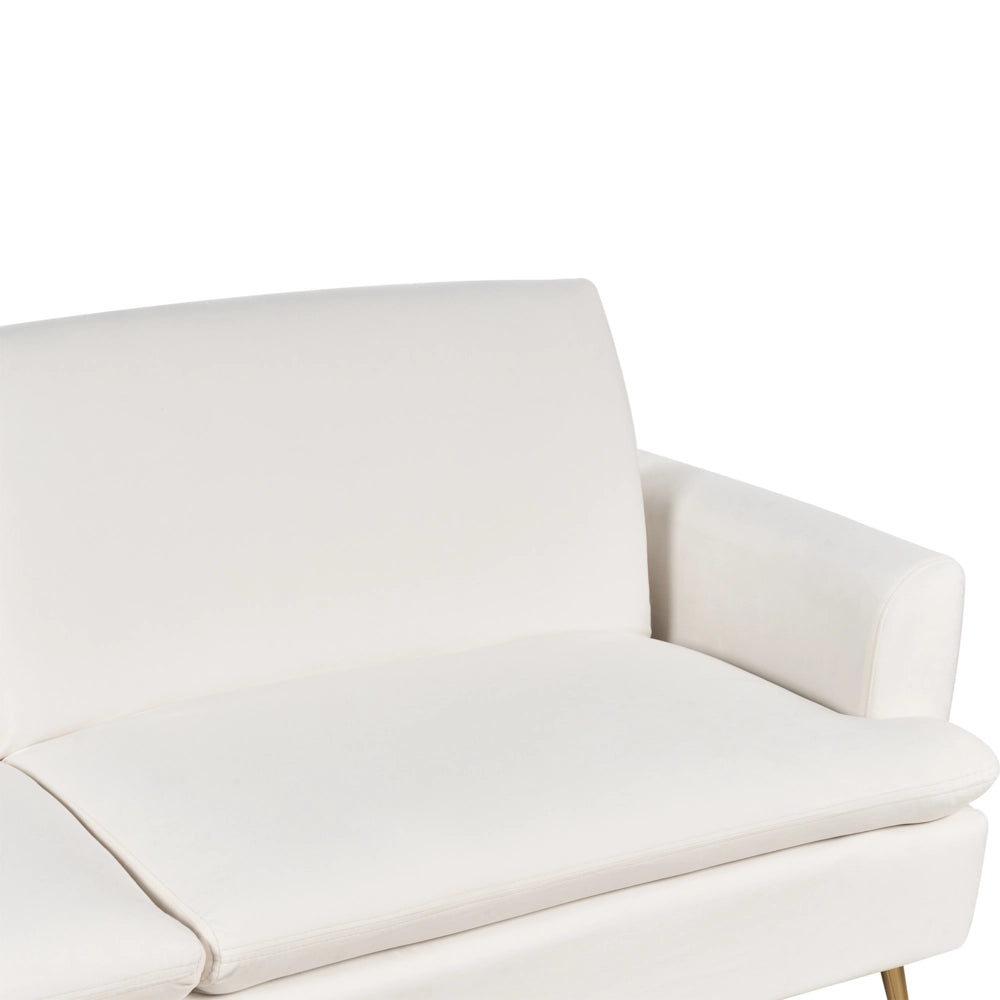 Divano Letto Velluto Bianco Sporco 3 Posti Click Clack Gambe In Metallo Dorato