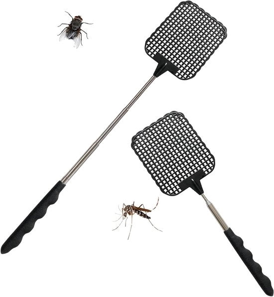 Set a due pezzi di zanzariere telescopici con manico in acciaio inox