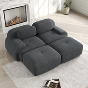 Divano angolare modulare in velluto a coste grigio 208x178x70 cm; senza struttura
