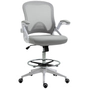 Sedia da ufficio regolabile in altezza con poggiapiedi e braccioli ¨C Minimal ¨C Grigio e bianco 64x60x106-126 cm